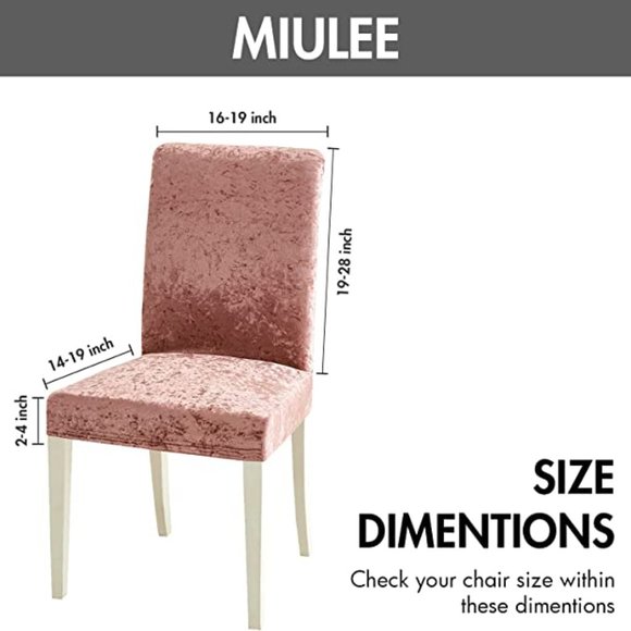 MIULEE Velvet Shimmer Chair Covers for Dining Room 6 Pack (H005) - Picture 3 of 8